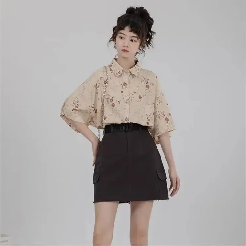 Korean Student Lifestyle - Chemises femmes velours côtelé poche plaquée