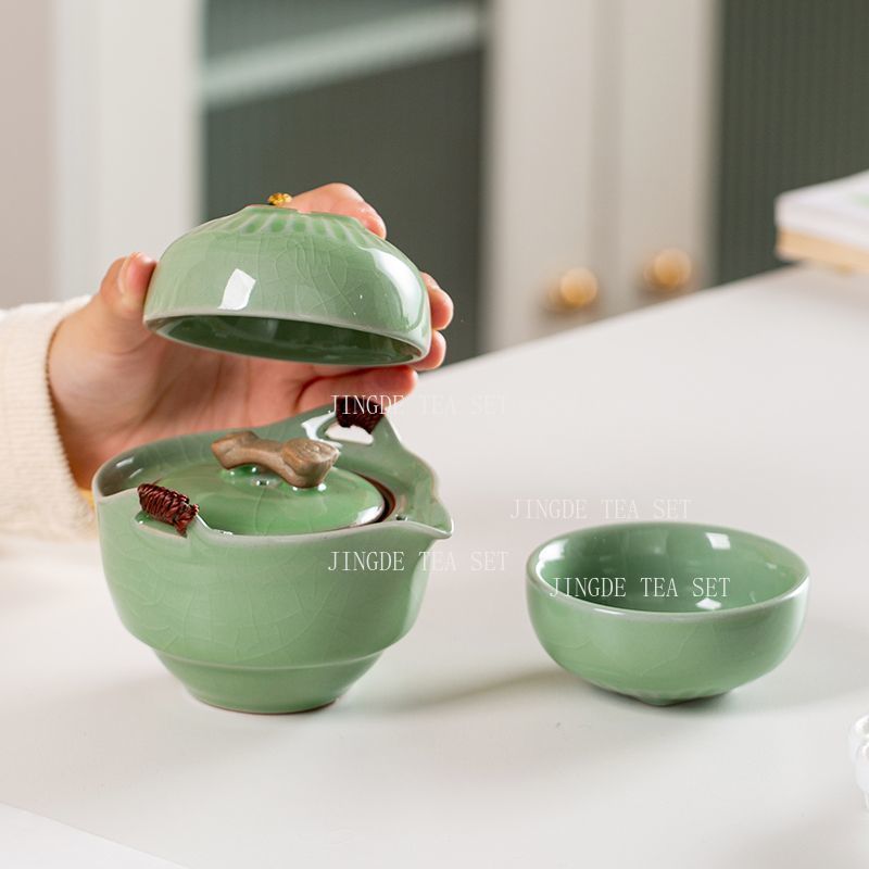 Celadon Ceramic Cup - Service à thé de voyage en